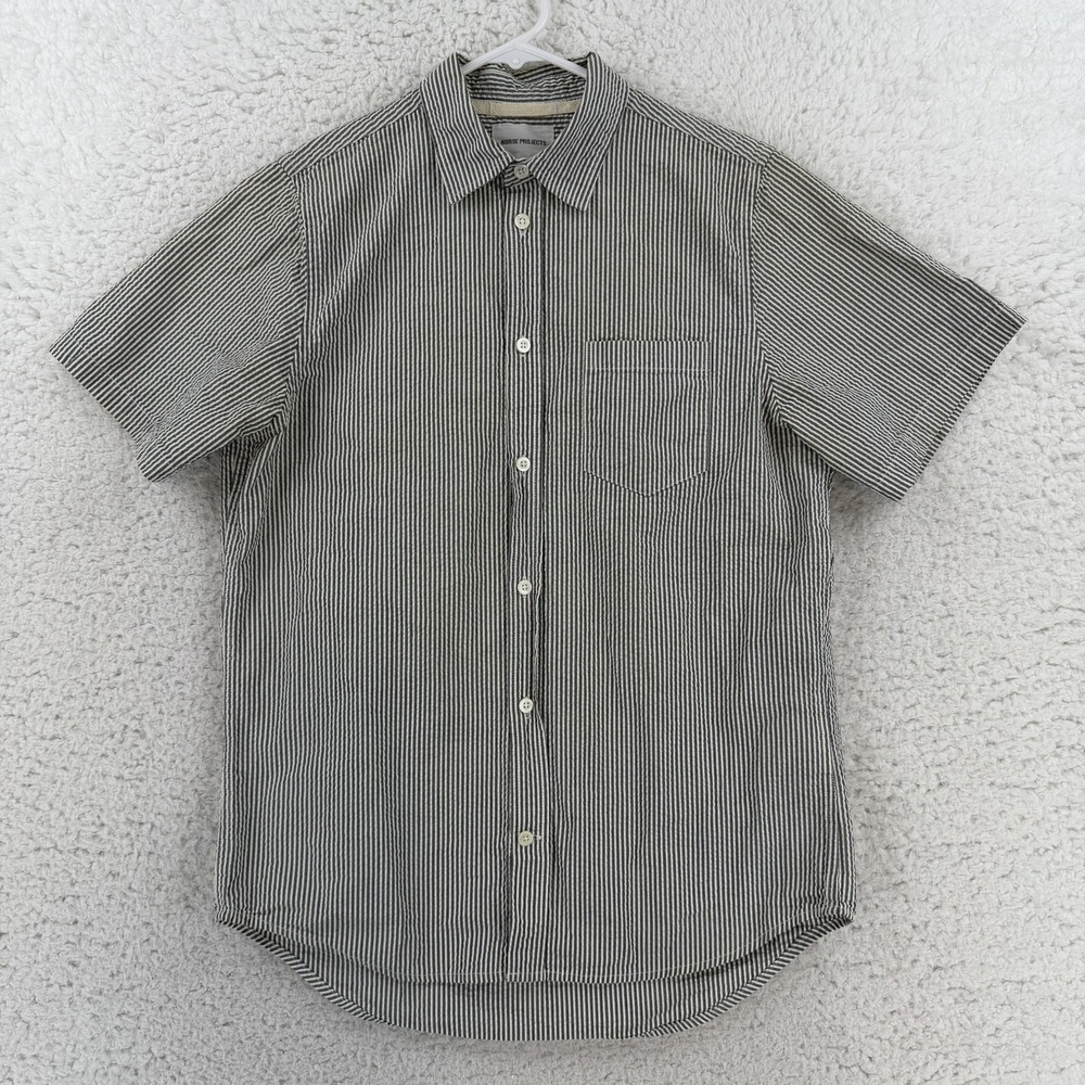 Norse Projects Shirt Mens XS Blue Striped Seersucker Short Sleeve Button Up